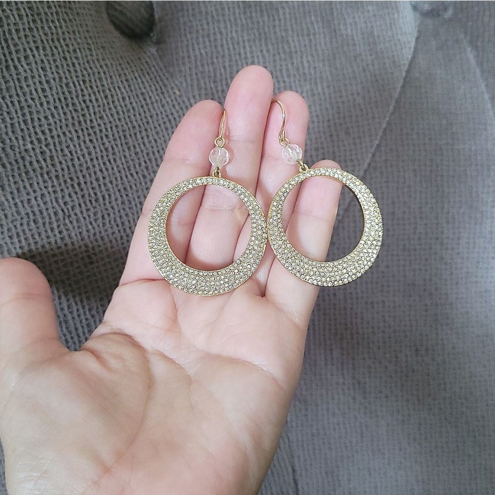 ABS Allen Schwartz Open Gold💛 Circle Pave Earrings